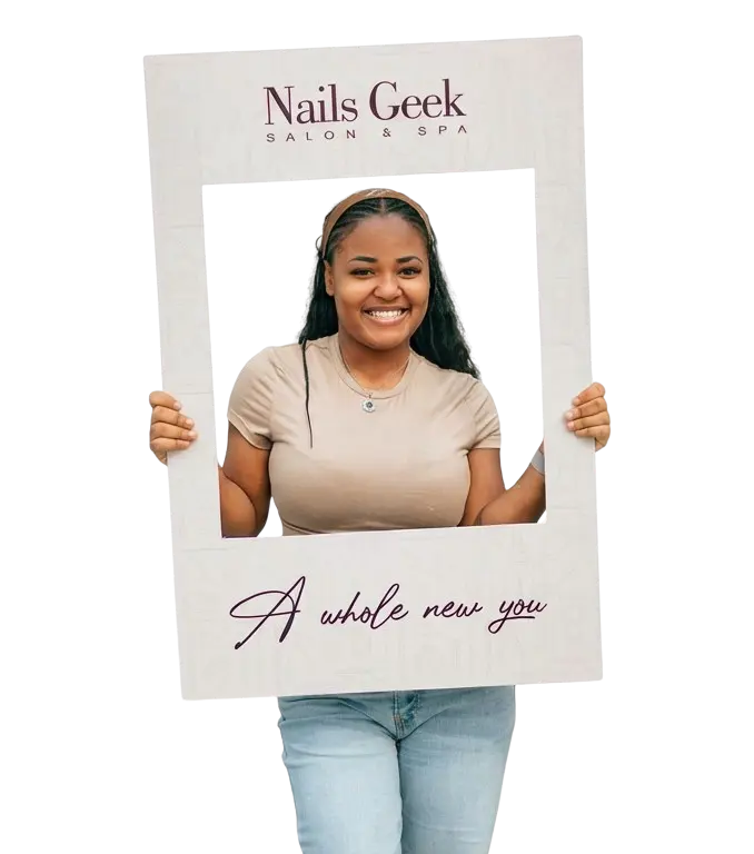 Nails Geek Salon & Spa - A Lady holding A Branded Picture Board