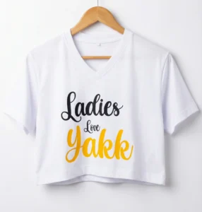 Yakk - Branded Crop tops on a hanger